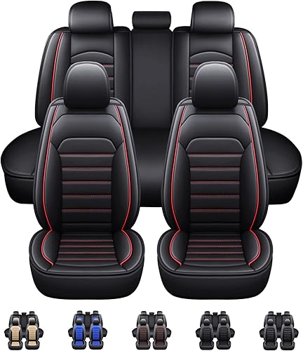 Juego completo de fundas de asiento automotriz de ajuste universal para la mayoría de sedán, SUV, camión, funda de asiento rojo para asiento