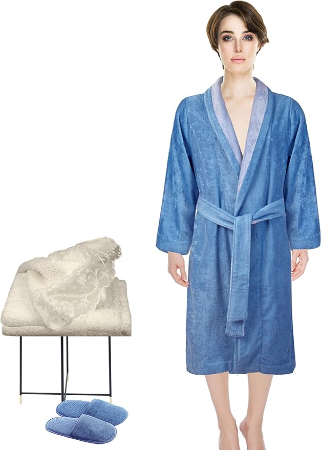 Armani International Classique Lounge Robe + Slippers with Laced Hand