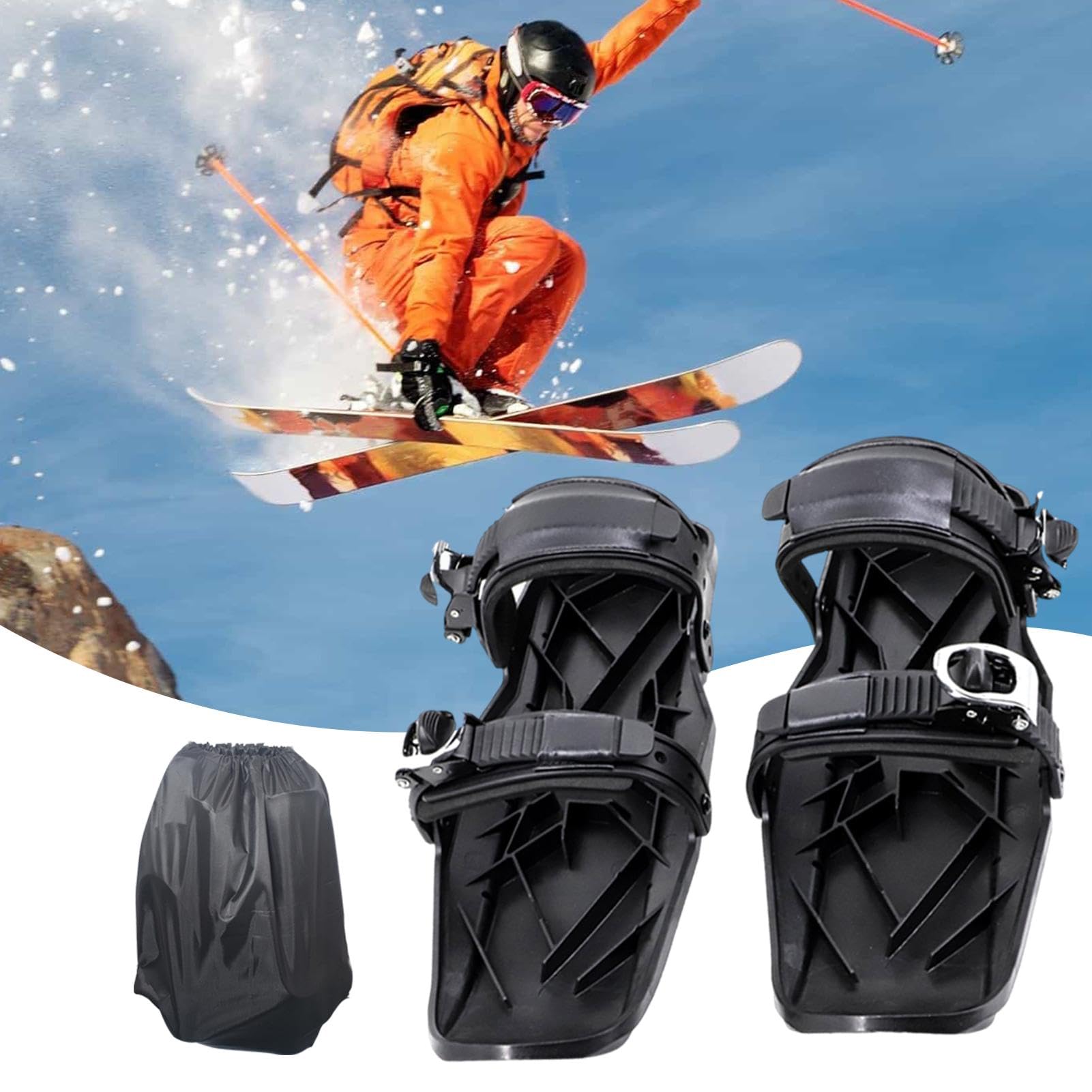 Kurzski,Schneeschuhe Herren | Schlittschuhe - Rutschfestes Skizubehör mit Tragetasche, verstellbare Kurzski Multifunktionale für Männer und Frauen, D Rennen