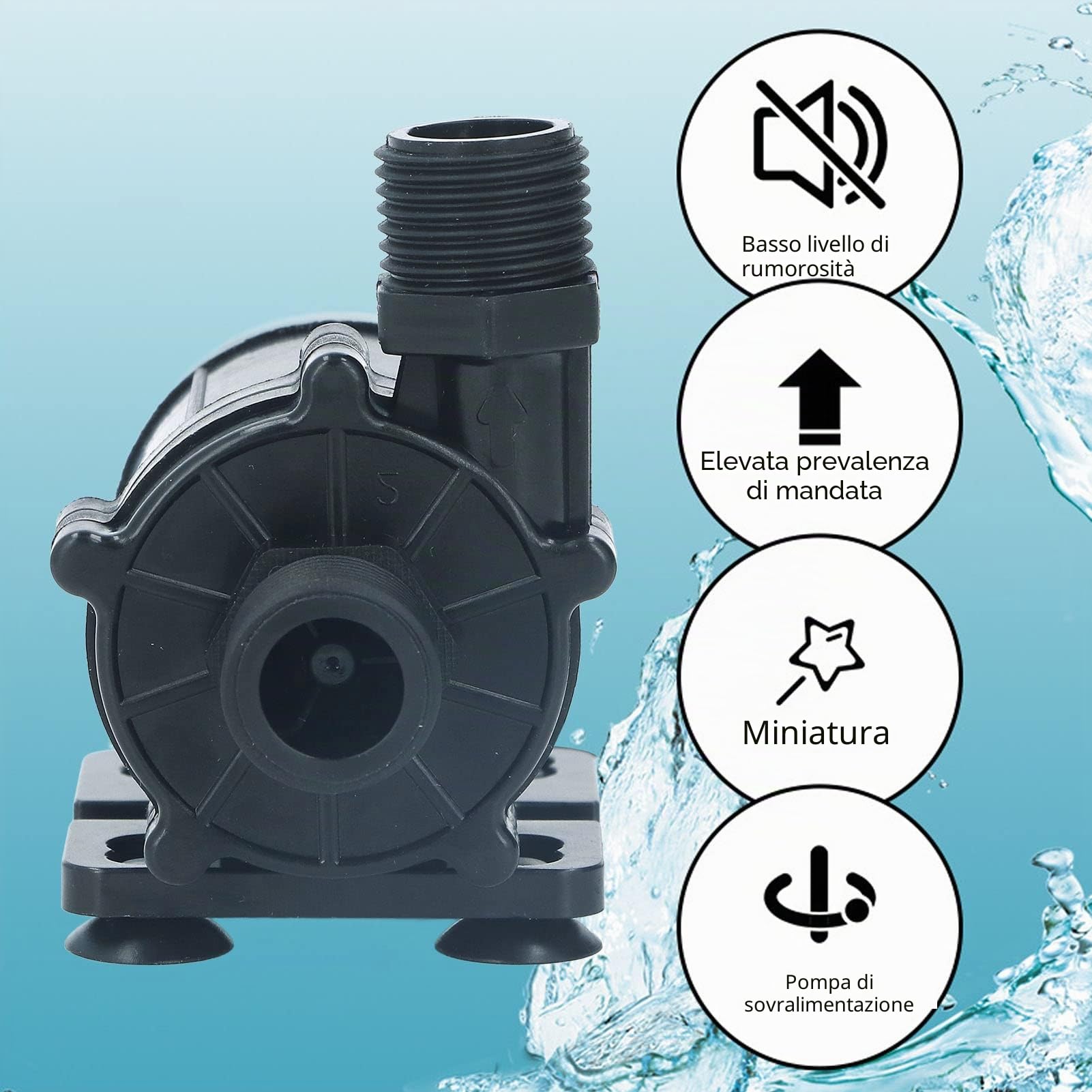 Pompa Booster Pressione Acqua, DC12V 30W 13L/min Portata 12m Pompa Acqua di Scarico e Sollevamento, Pompa di Trasferimento Acqua Silenziosa per Acquario, Acquario, Fontana, Doccia