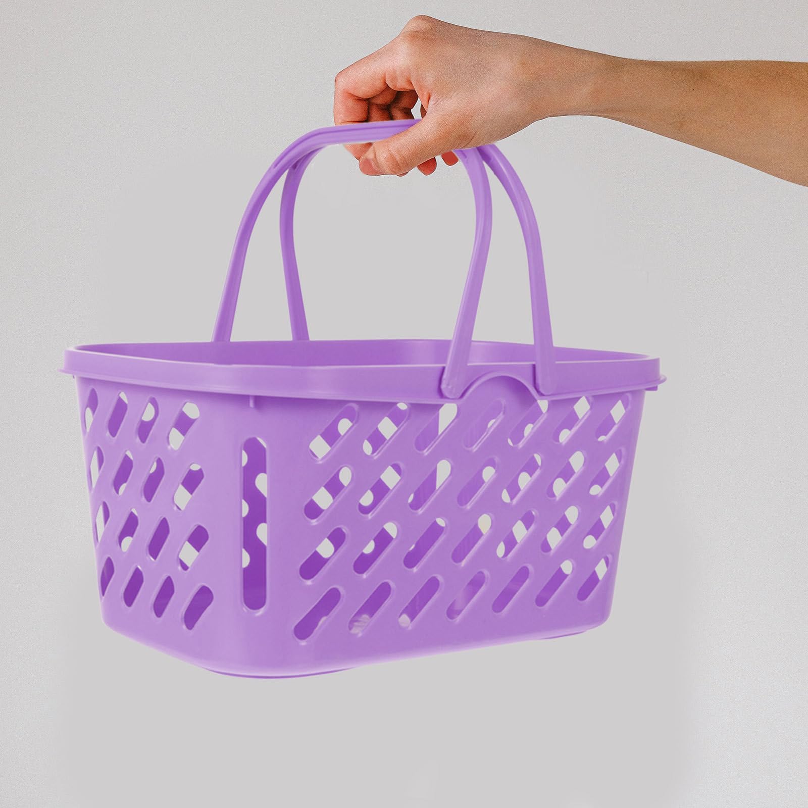 Cesta de Plástico Grueso para Compras 6l Pequeña Doble Asa Color Púrpura Práctica para Supermercado y Almacenamiento Doméstico
