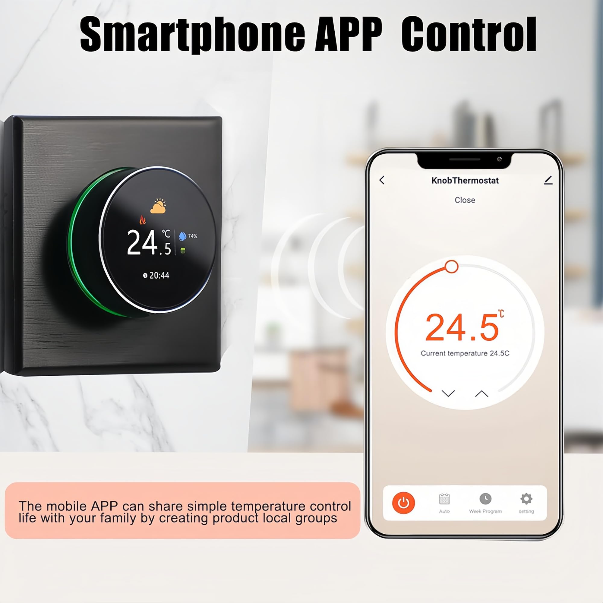 WLAN-Thermostat, Serie 7000, programmierbar, für Heizung oder Klimaanlage, Fernbedienung, kompatibel mit Google Home, Alexa, Apple