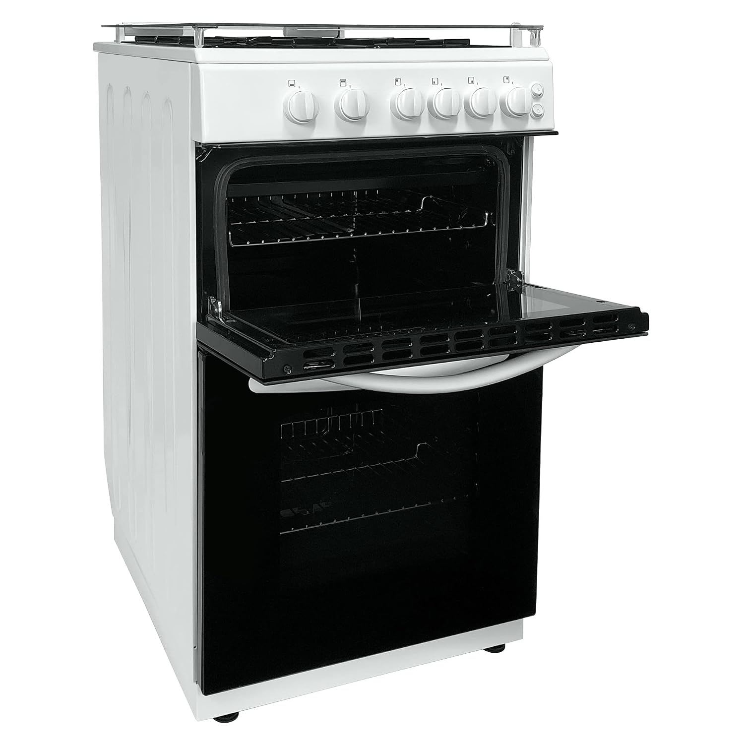 Statesman GTL50W Double Oven Gas Cooker with Glass Lid, 4 Gas Burners, 50cm Wide, White - Image 3