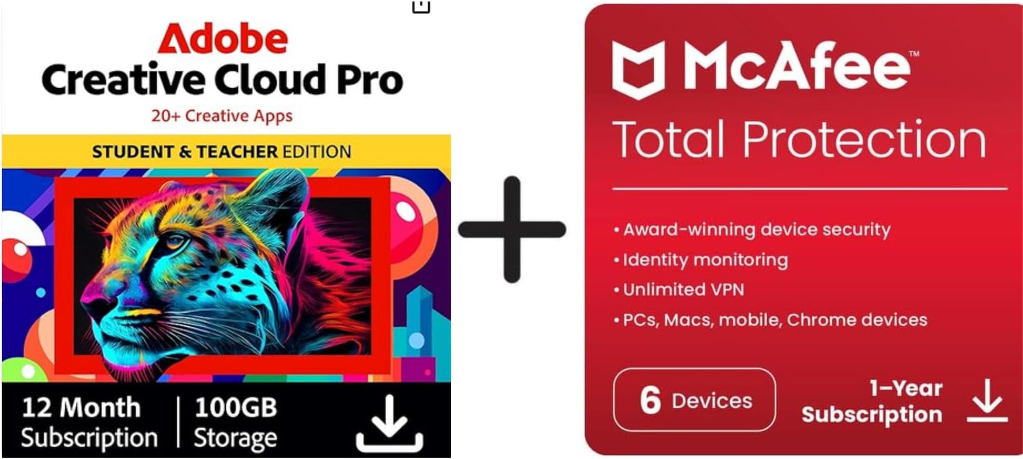 Adobe Creative Cloud All Apps Student + McAfee Total Protection 2026 | 6 Devices | 12 Months | Activation Code by email