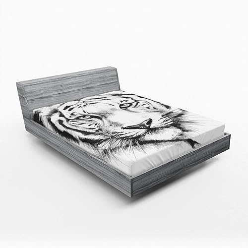 Miniatura 13 de Lunarable Sábana bajera deportiva, pelota de béisbol y salpicaduras de agua, estampado temático de arte creativo, funda de cama con bolsillo Azul