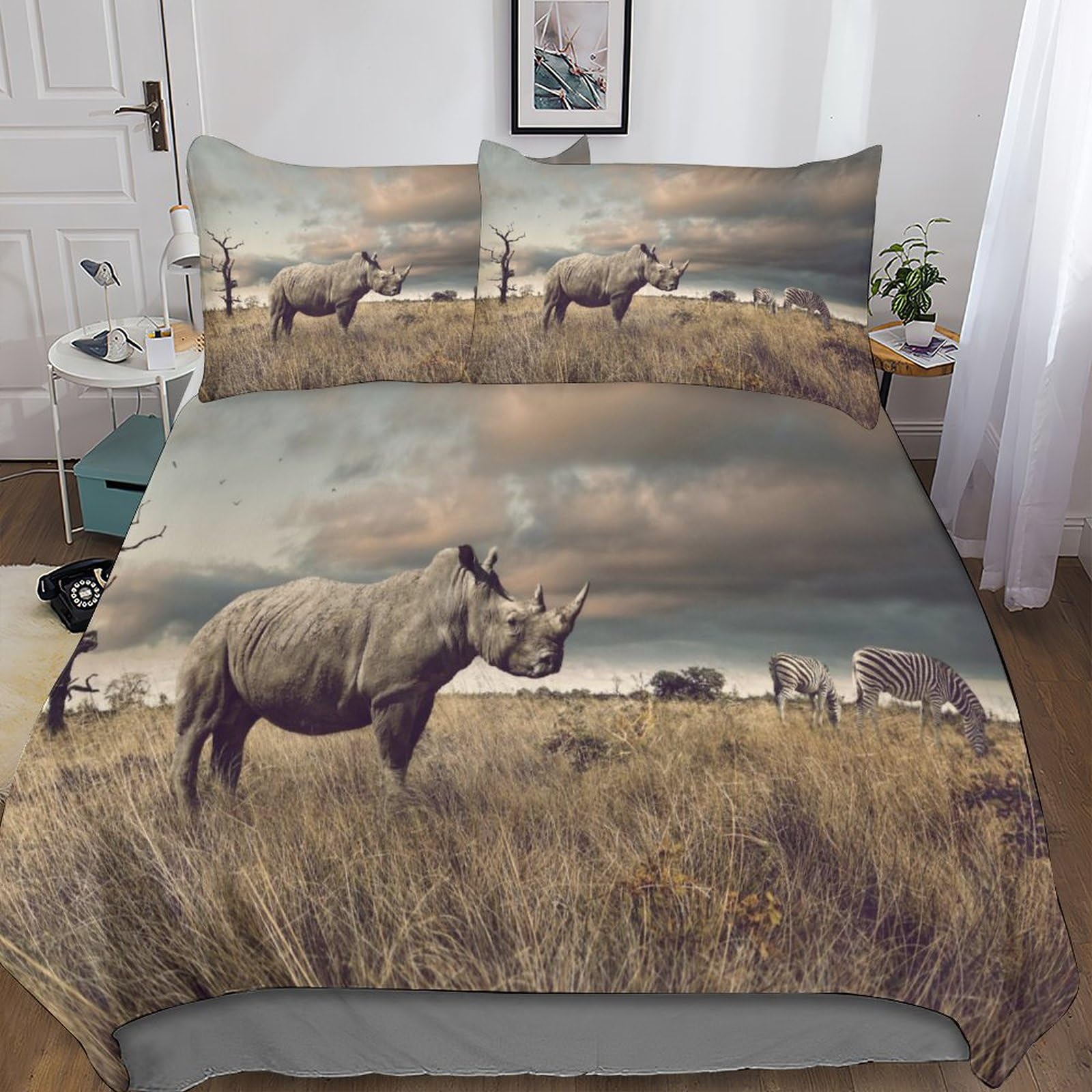 Parure de lit SCOOVY rhinocéros 3D 200x200cm pour lit double