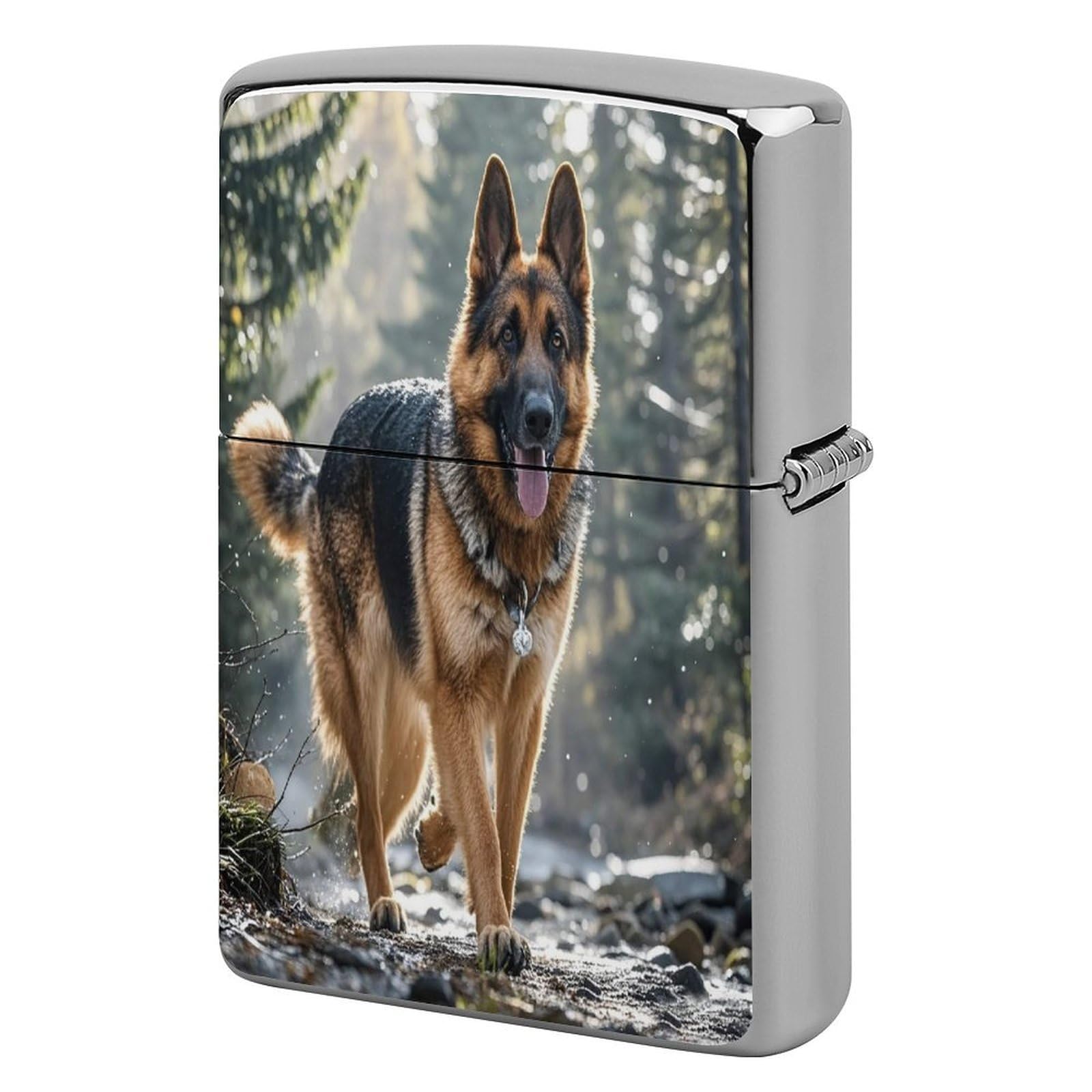 Fekiloot Style German Shepherd Dog Lighter Case Cover Metal Lighter Case