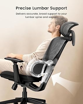 ProtoArc EC300 Ergonomic Office Chair with Height Adjustable Backrest | High-Back Mesh Chair, Sliding Seat, 3D Headrest, 4 Recline Angles, Wider Armrests, for Home Office Long Hours Sitting, Black