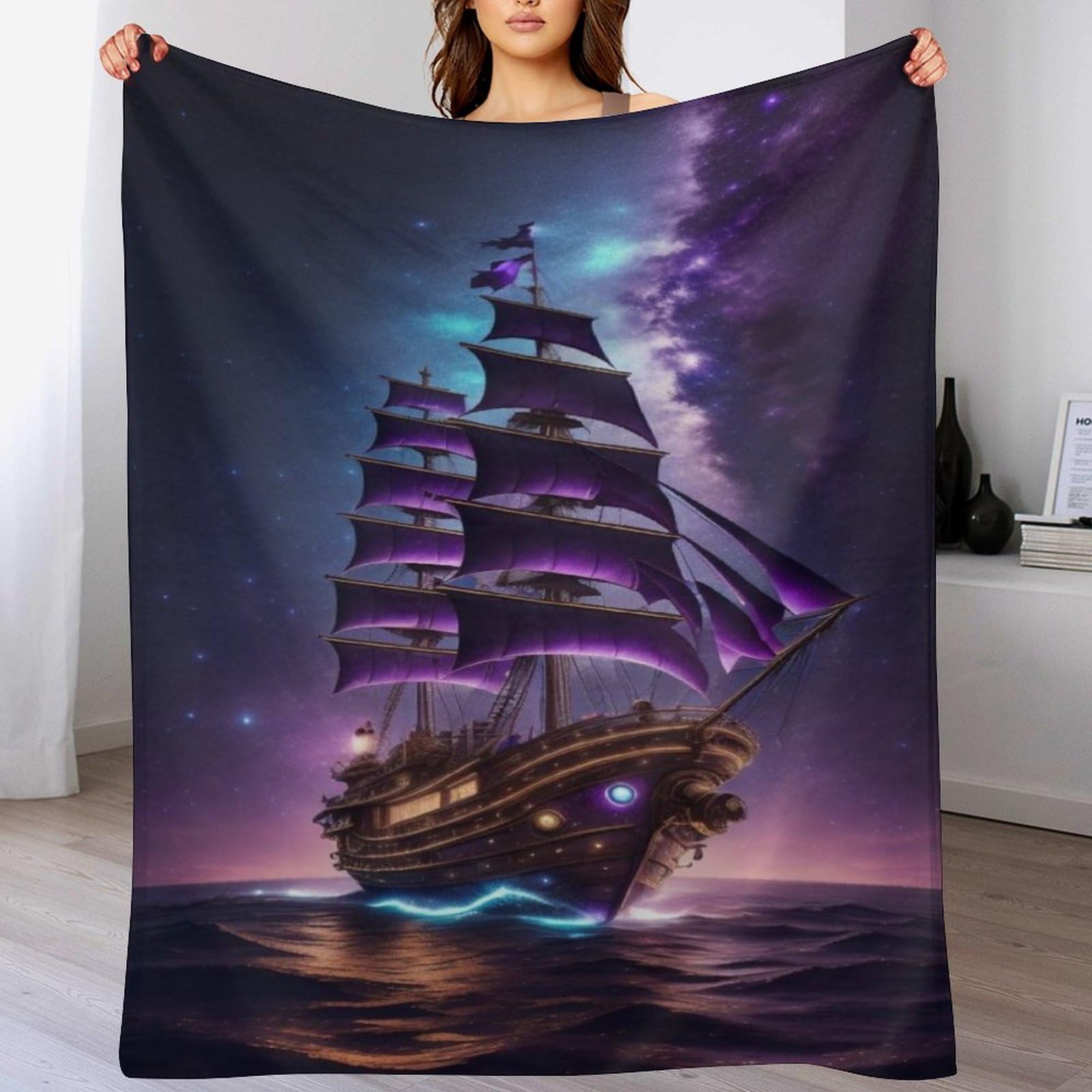 Couverture polaire flannel voilier pour réchauffer les frileux et protéger le canapé