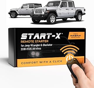 Start-X Remote Starter for Jeep Wrangler & Gladiator (2018-2025) All Trims | Push to Start Engine | Plug & Play | 3X Lock to Remote Start | 10 Minute Install