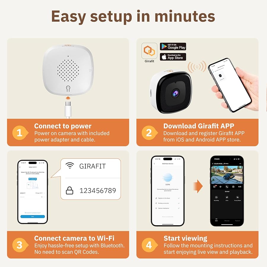 Girafit 3MP 2K Window Camera,2.4GHz & 5GHz WiFi Indoor Cameras for Home Security with ChroMax Al Color Night Vision,Person & Motion Detection,24/7 Recording,Easy & Quick Install - image 7
