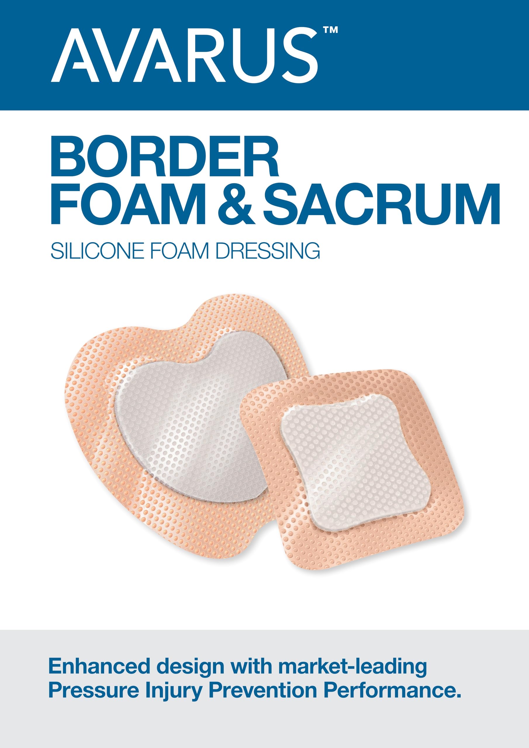 AVARUS™ Border Sacrum - Superior Solution for Effective Sacral Wound Management, Self Adherent Soft Silicone Five Layer Foam Dressing 7.2x6.8in | 18.3x17.3cm, Pack of 5, FG08840841