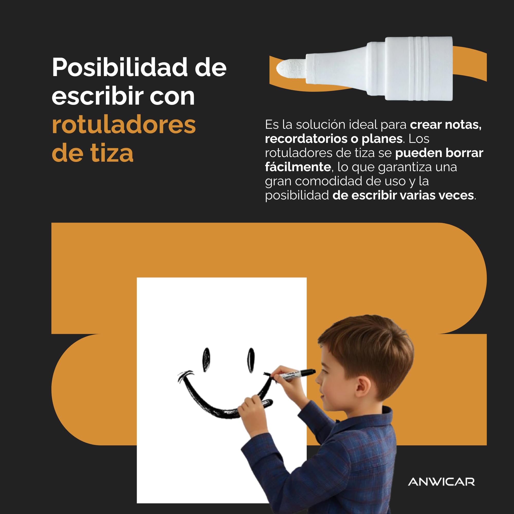 Pizarra Magnética - Tablero magnético de 50x50 cm de acero - Ideal para imanes y notas - Pizarra magnética para escribir - incl. kit de montaje - Negro