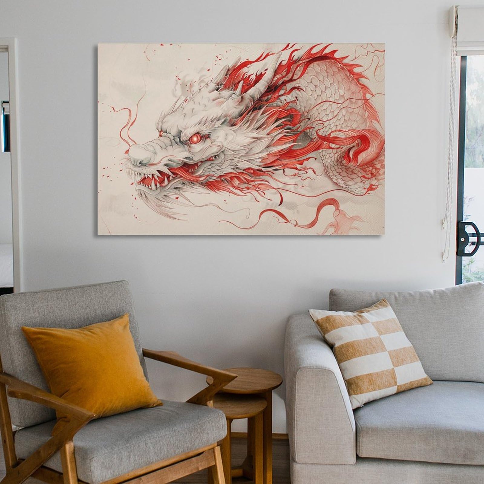 Amazon.co.jp: 絵画 凶暴なドラゴンインテリア 絵画 奇妙な動物 超