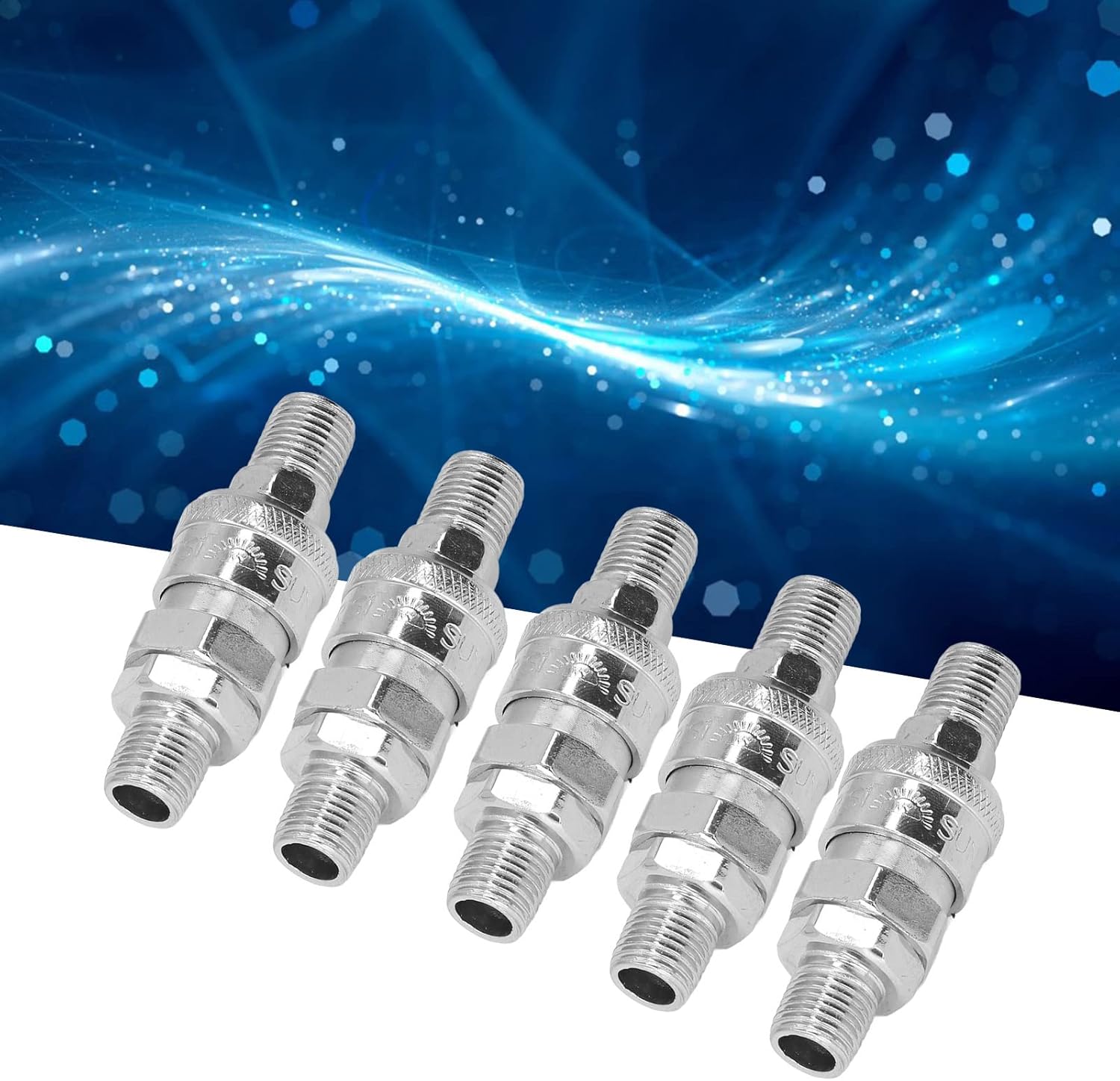 Air Coupler, Air Coupler, 5 Sets Air Type Plated Stainless Steel Pneumatic Quick Connect Fittings and Plug Kit, Hosepipefitting (1/4 Outer Wire (+PM-20))