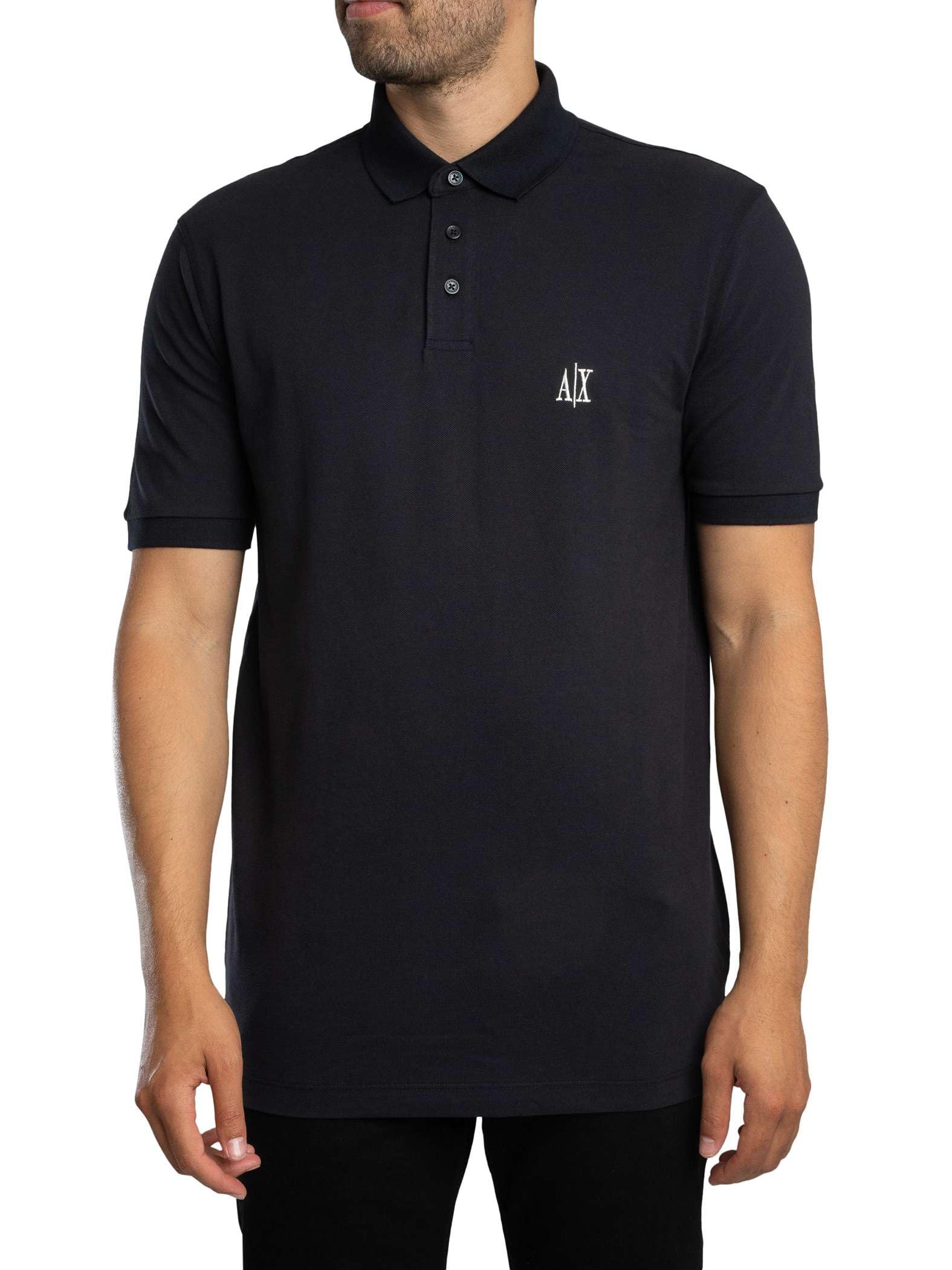 Armani Exchange Herren Icon Project Logostickerei Poloshirt Blau L, Dunkles Marineblau, L