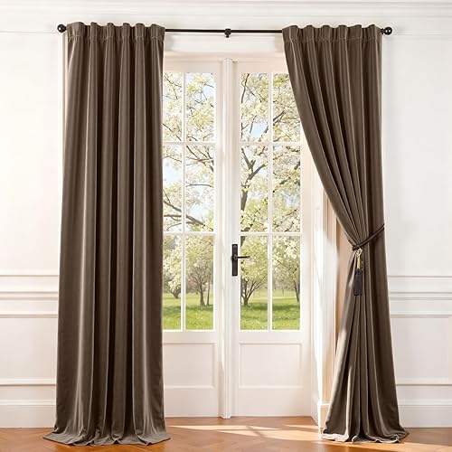 Miniatura 103 de Lazzzy Cortinas Opacas de Terciopelo con Aislamiento Térmico para Ventanas de Habitación, Cortinas de Lujo Súper Suaves para Sala de Estar, Salvia