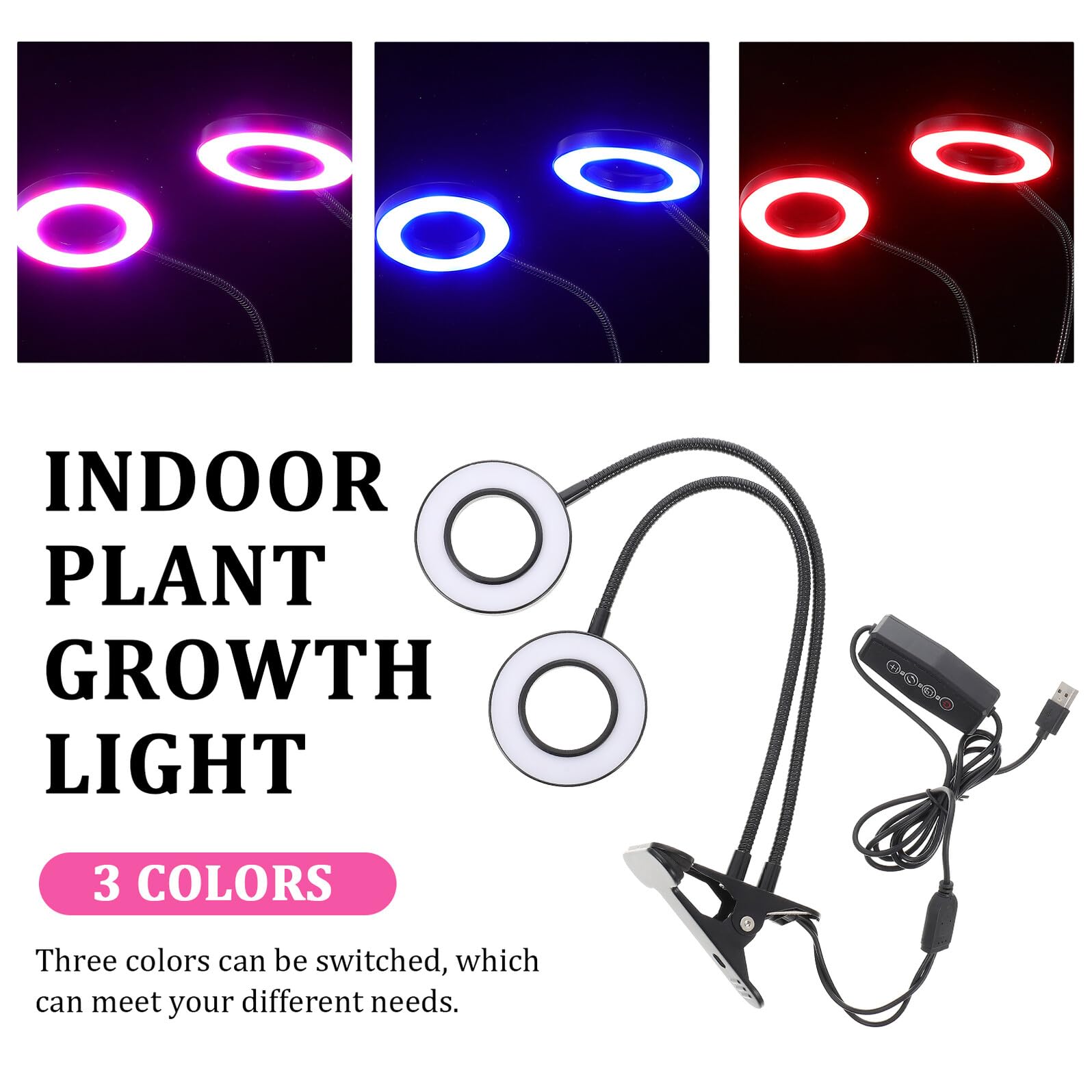 Verstellbare LED Klemm Pflanzenwachstumslampe mit Doppelkopf und Timer