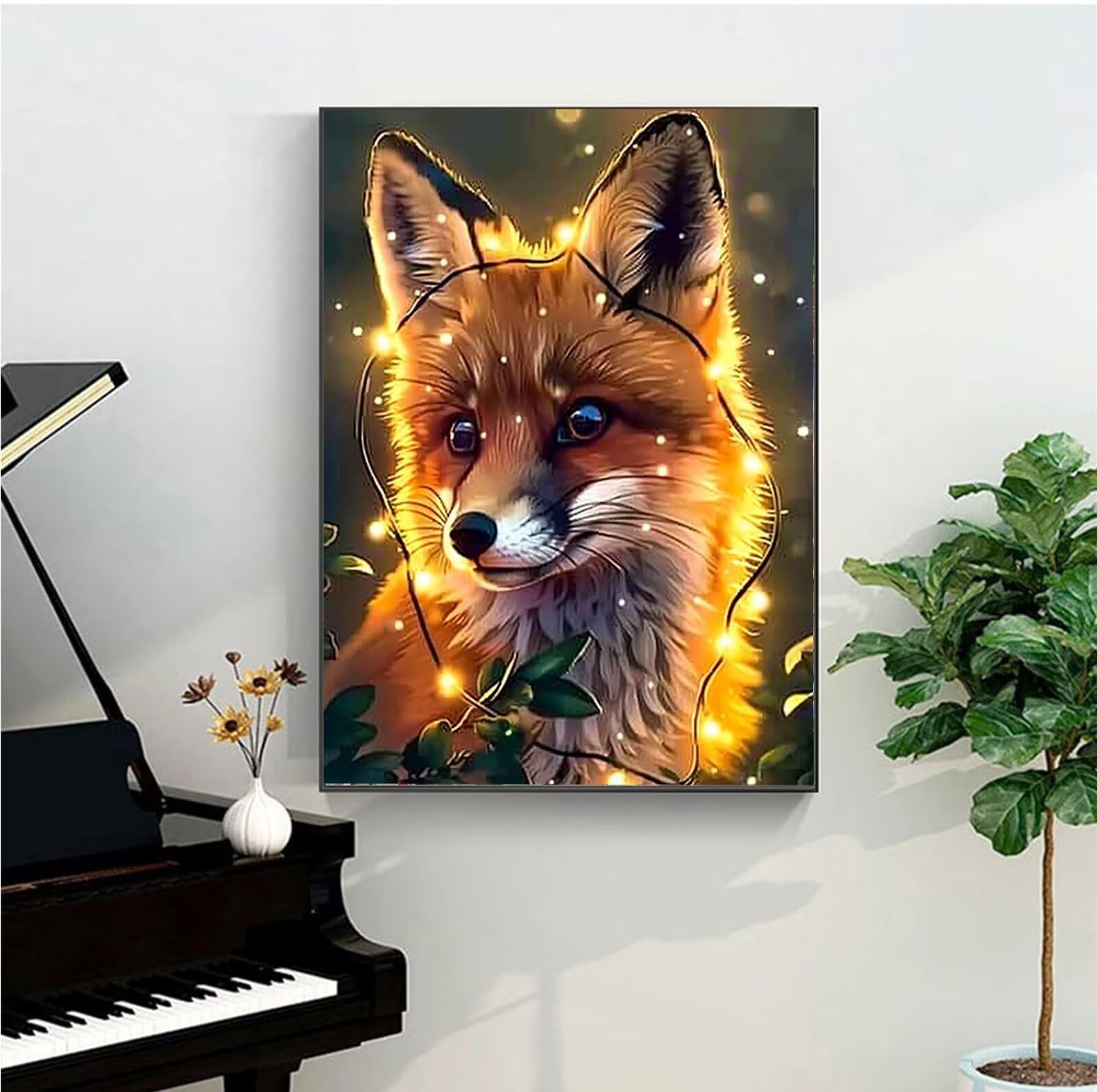 Peepezo Einhorn Malen Nach Zahlen ab 5 6 7 Jahre Mädchen Süßes FuchsMalen Nach Zahlen für Kinder ab 7 Jahren Acrylfarben mit als Geschenk,Mittel Lampe 60x80cm (mit Rahmen)