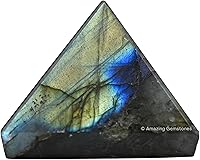 Vista 1 de Cristales curativos de pirámide de labradorita de Amazing Gemstone - Figurina de gran pirámide de 1" de piedra natural para meditación, Reiki