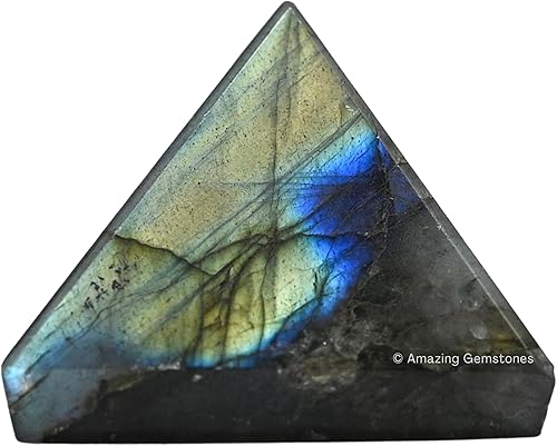 Labradorite Pyramid Crystal Healing Stones - 1" Great Pyramid Figurine of Natural Stone Pyramid for Meditation, Reiki, Chakra Balancing and Crystal