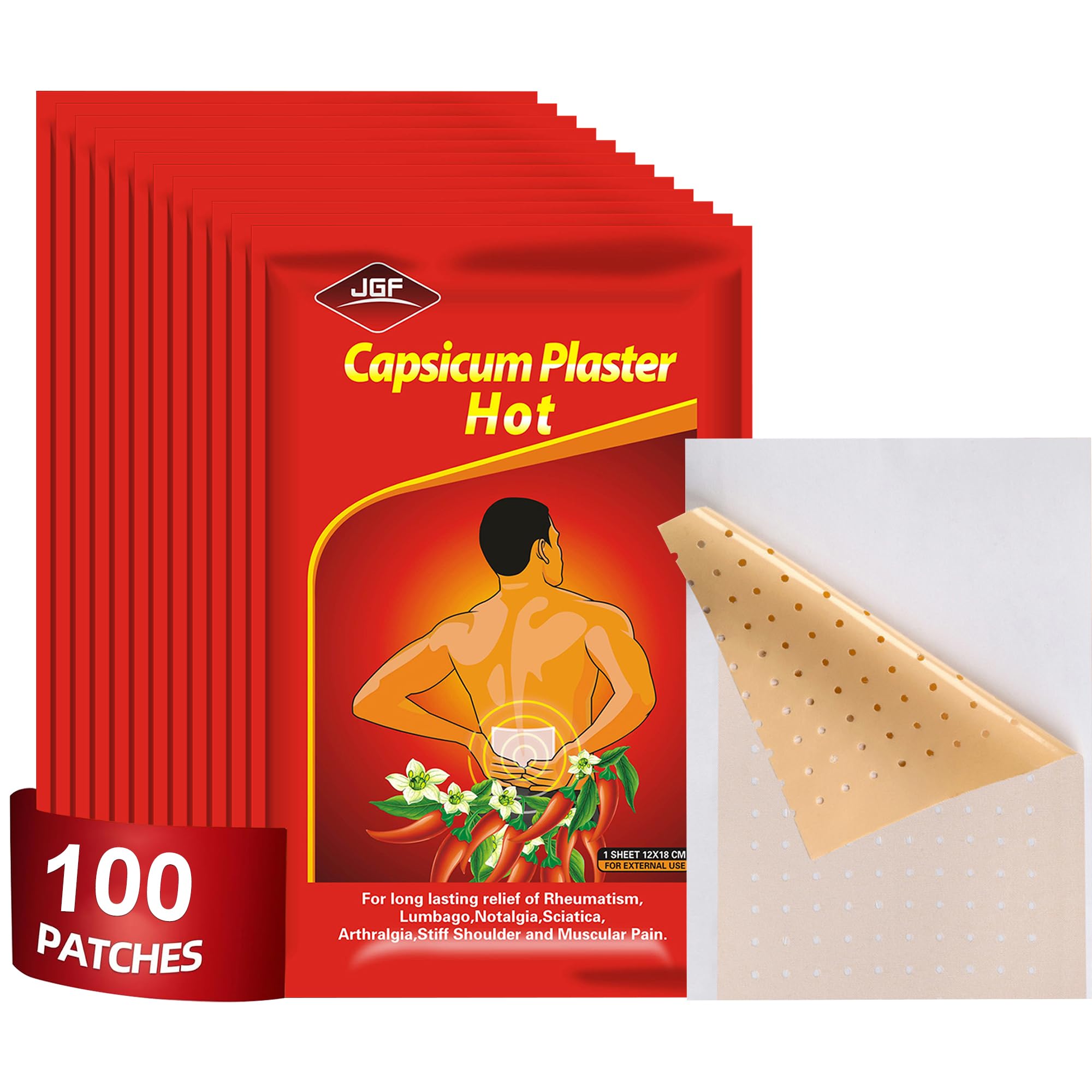 KONGDY Capsaicin Patches,4.72"x7.08" Hot Capsicum Patch (100)