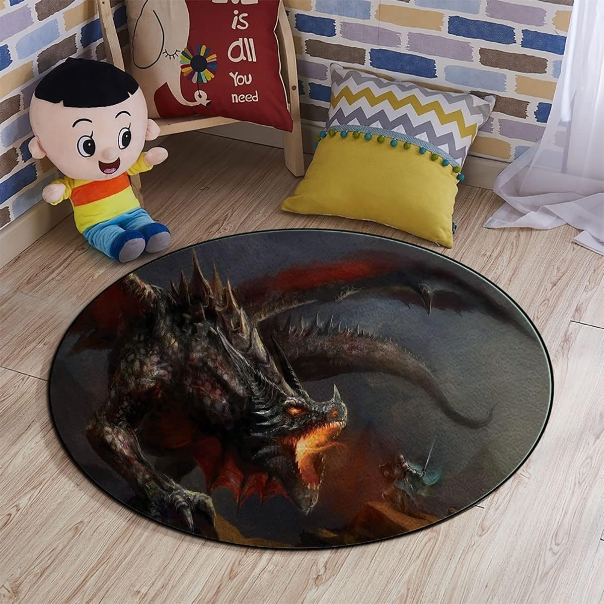 Dimgrey Charcoal Grey Orange Round Office Chair Mats Home Rolling Gaming Chair Mat Fantasy Scene Art Antique Gaming Chair Mat Under Computer Desk Medieval Diameter 36 in