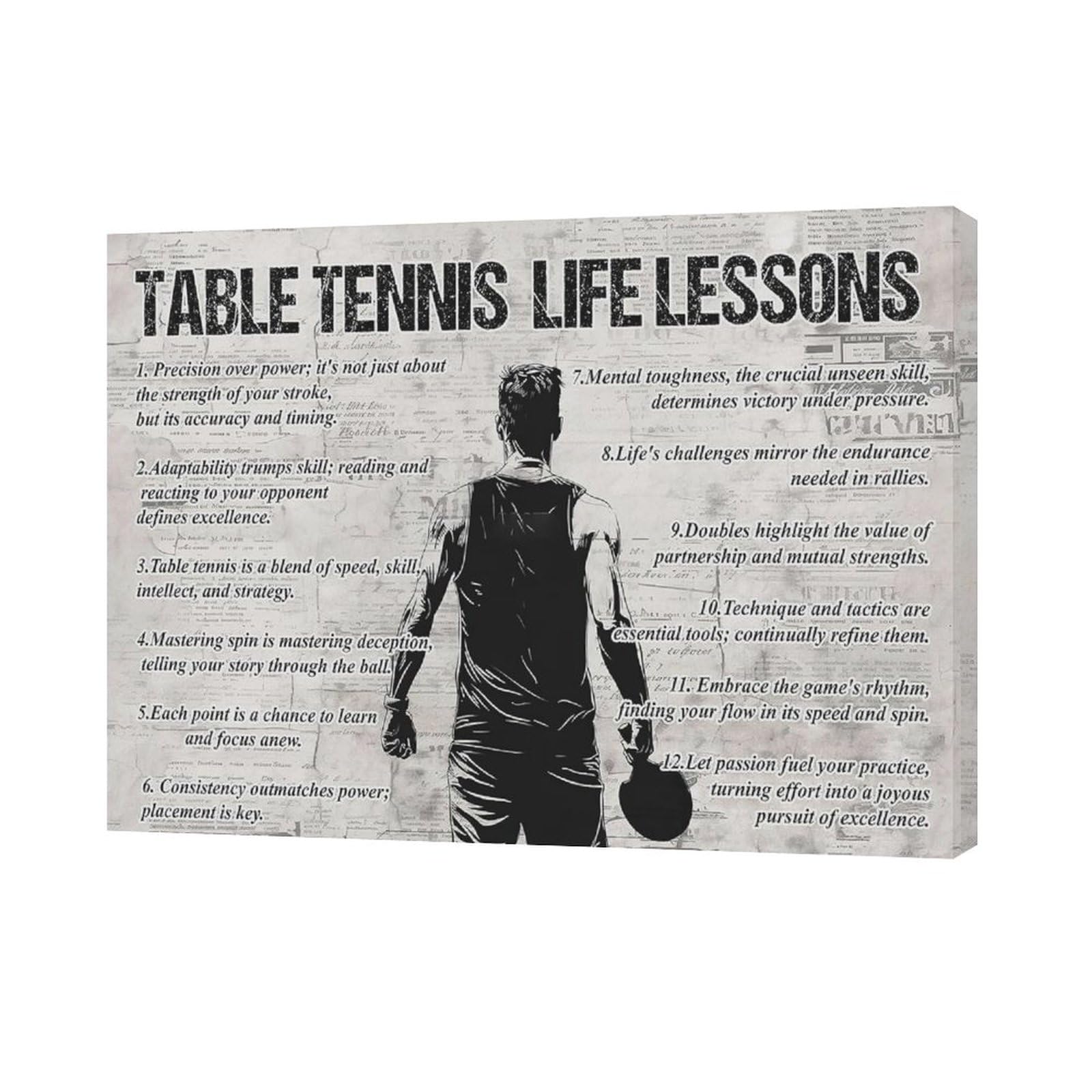 Table Tennis Sports Wall Art Table Tennis Life Lessons Wall Decor Table Tennis Sign Retro Poster Boy Men Motivational Decorations Canvas Print Painting Artwork for Bedroom Living Room Gym 16