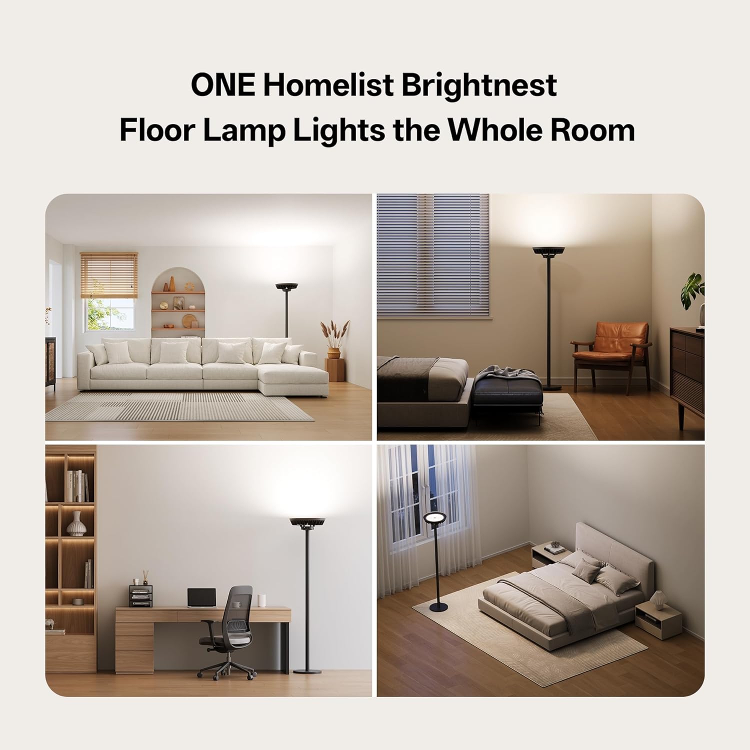 Homelist The Brightest Indirect Lighting Floor Lamp, 500W 40000LM Super Bright Floor Lamp for Dark Room, No Glare Standing Lamp for Livingroom, Design Room, Painting Room, Open Spaces, Reading & Work