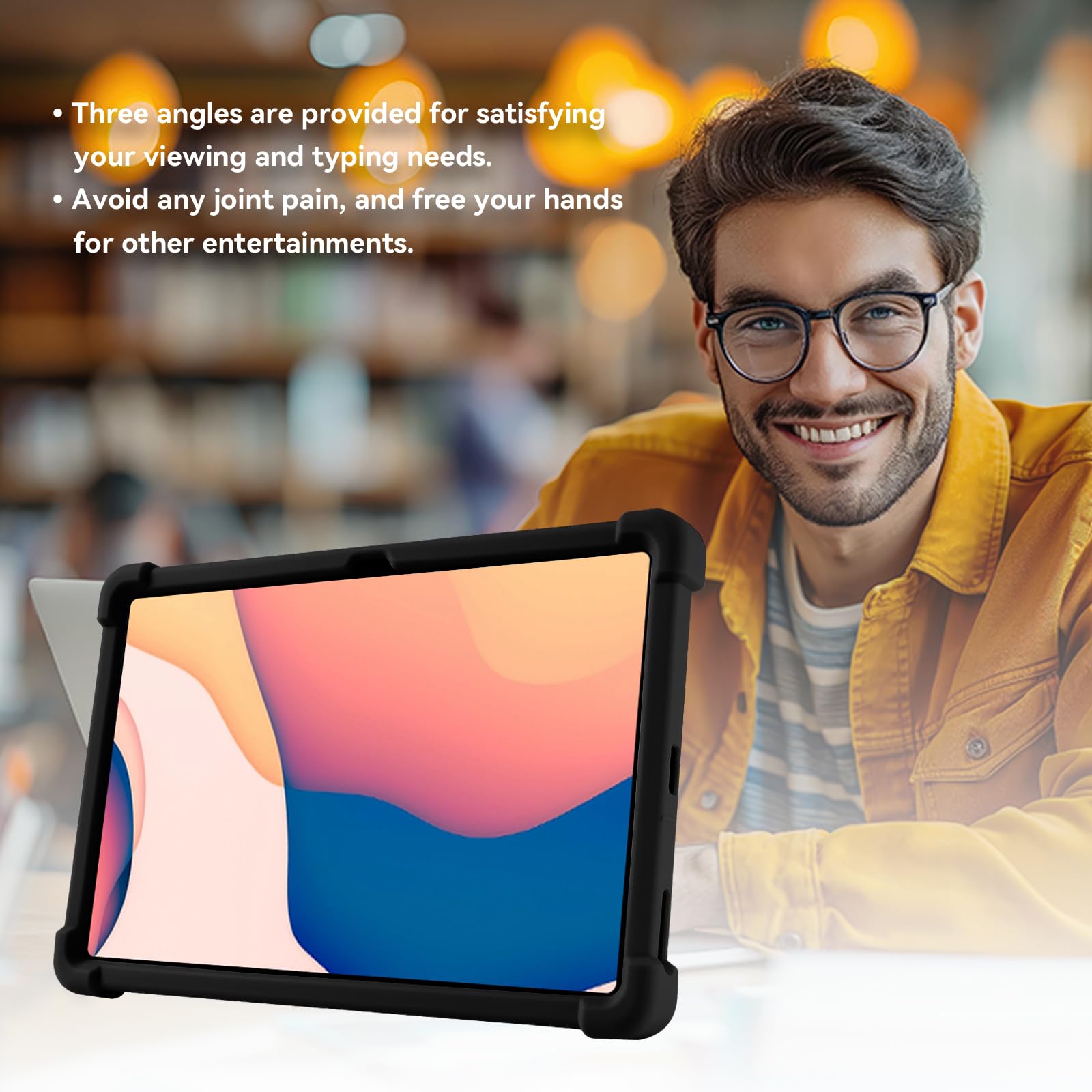 Etui na tablet Walmart ONN 10.1 Gen 4 2024 (model: 100135925), przyjazny dla dzieci miękki silikonowy regulowany stojak pokrowiec na tablet Onn 25.7 cm 2024 model tabletu (czarny)