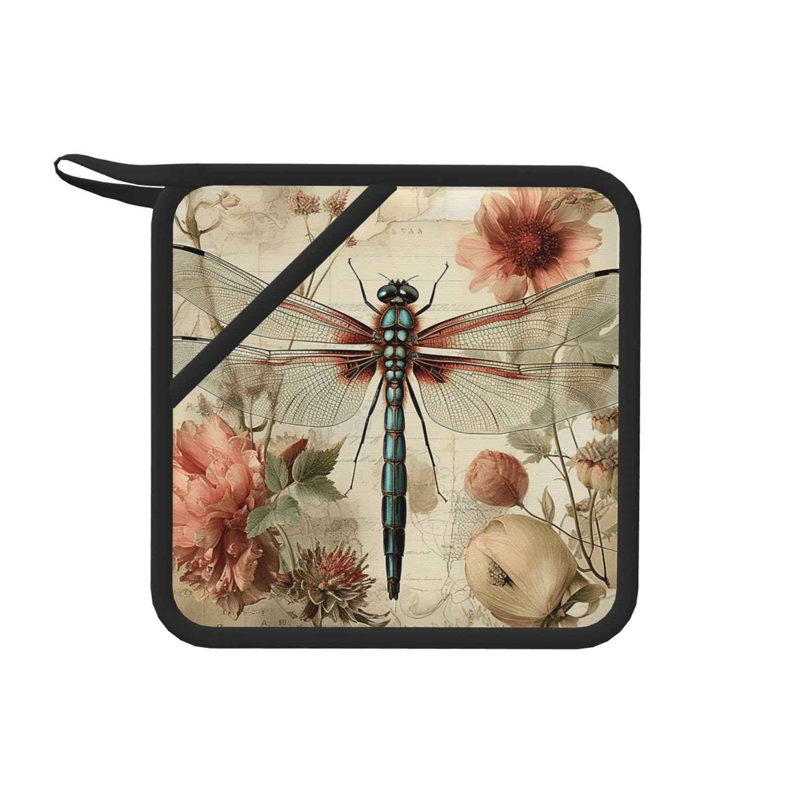 Pot Holders Set of 2 Kitchen Heat Resistant Potholders Dragonfly Silicone Aunty-hot Pad Cotton Lining Oven Hot Pads for Cooking Baking BBQ Microwave Kitchen