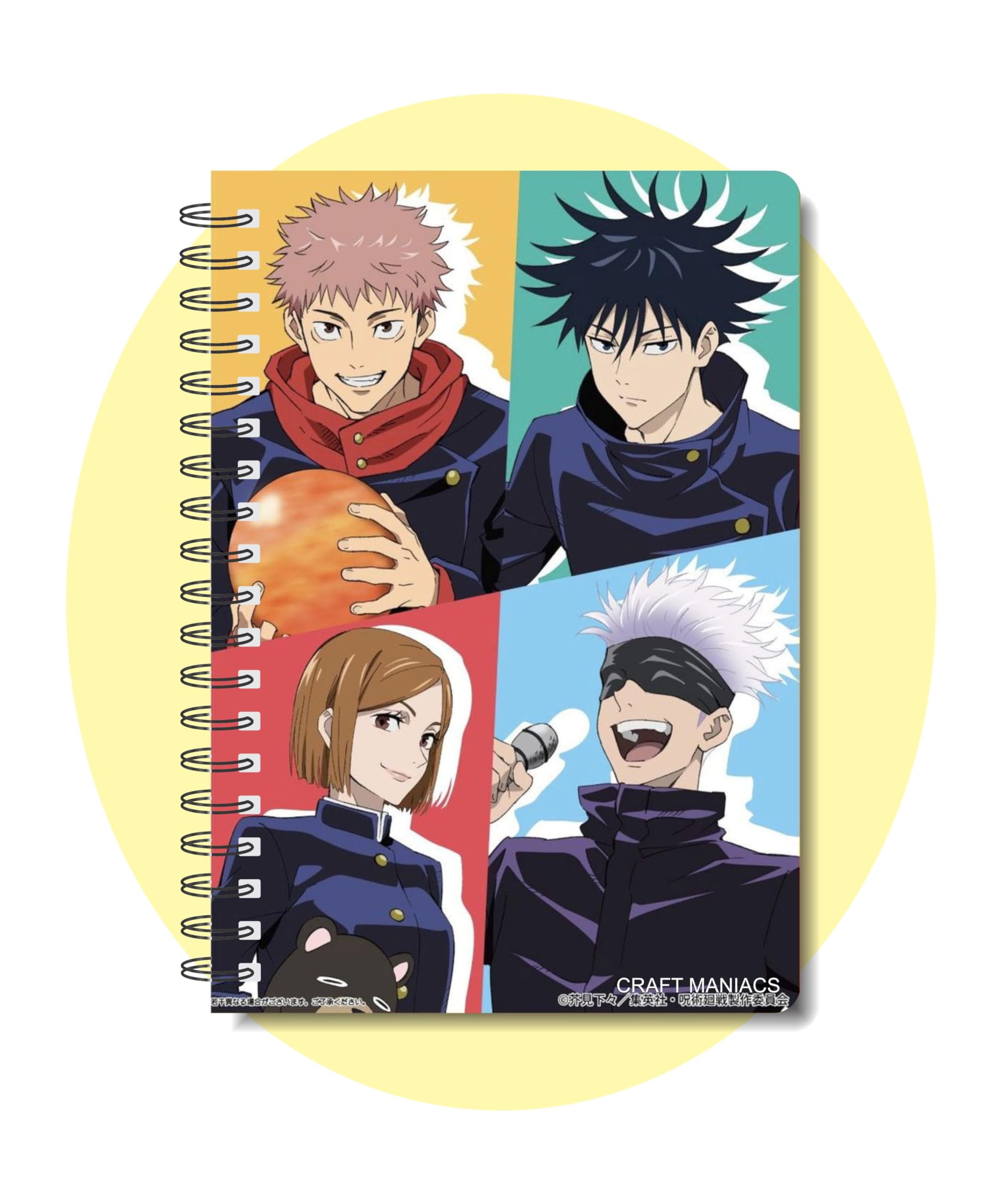 CRAFT MANIACS JUJUTSU KAISEN FRIENDS ICON ART PRINTED A5 160 RULED PAGES NOTEBOOK | BEST GIFT FOR ANIME LOVERS