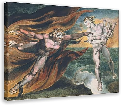 DUYIGCR 46William Blake - The Good And Evil Angels por William, Blake Art Wall Decor Poster Family Bar Restaurant Garage Cafe Letrero de arte de