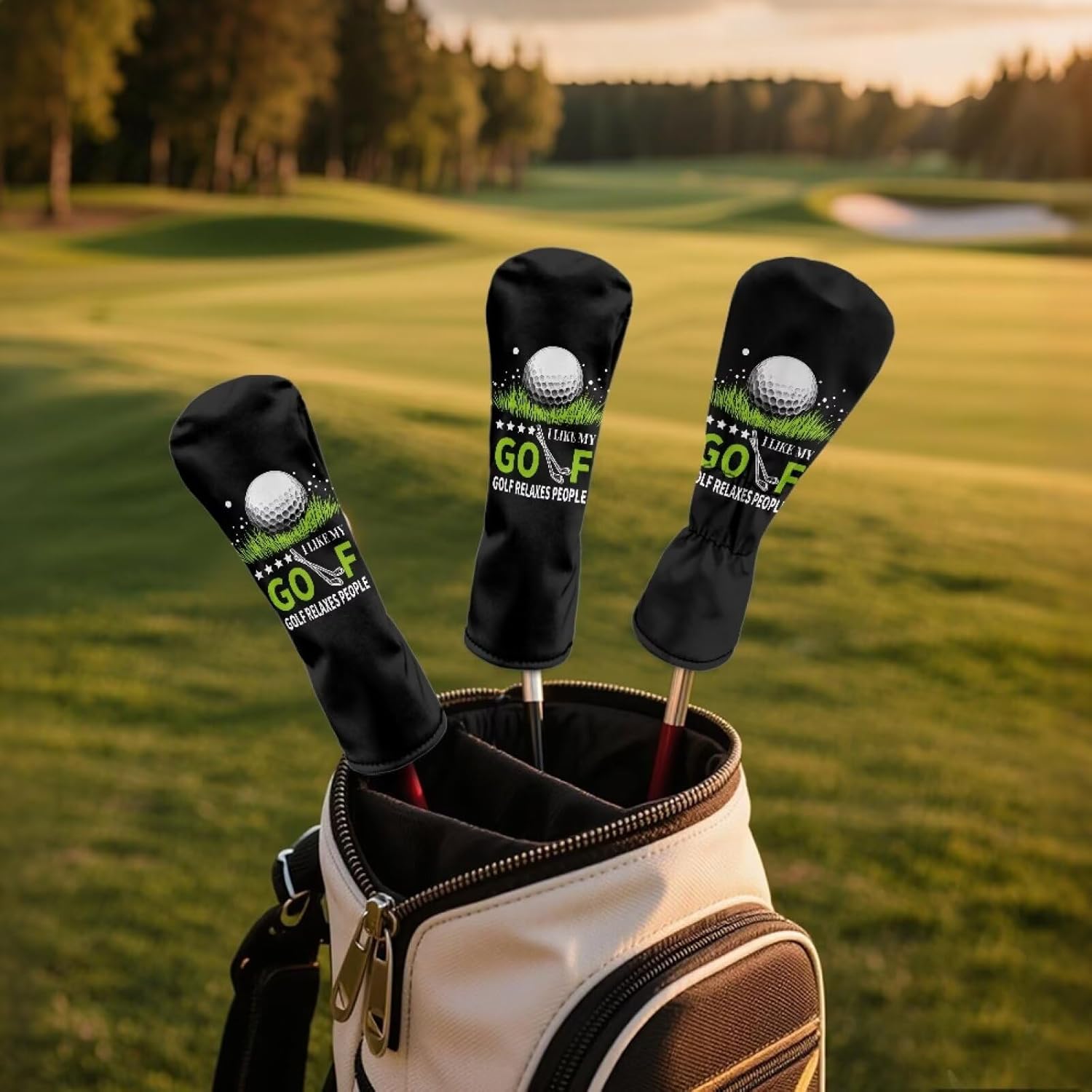 Rnyleeg Funny Golf Head Covers Leather Driver Headcover Fairway Wood Head Covers 3 5 Hybrid Covers for Golf Clubs Men Women