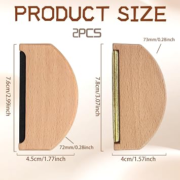 Cashmere Comb Set (2 Pcs) – Beech Wood Gold-Edge Shaver & Clear | Coated Lint Remover, Manual Sweater Shaver for Wool, Cashmere, Knitwear, Scarves – Portable Depiller for Bobbles & Pilling