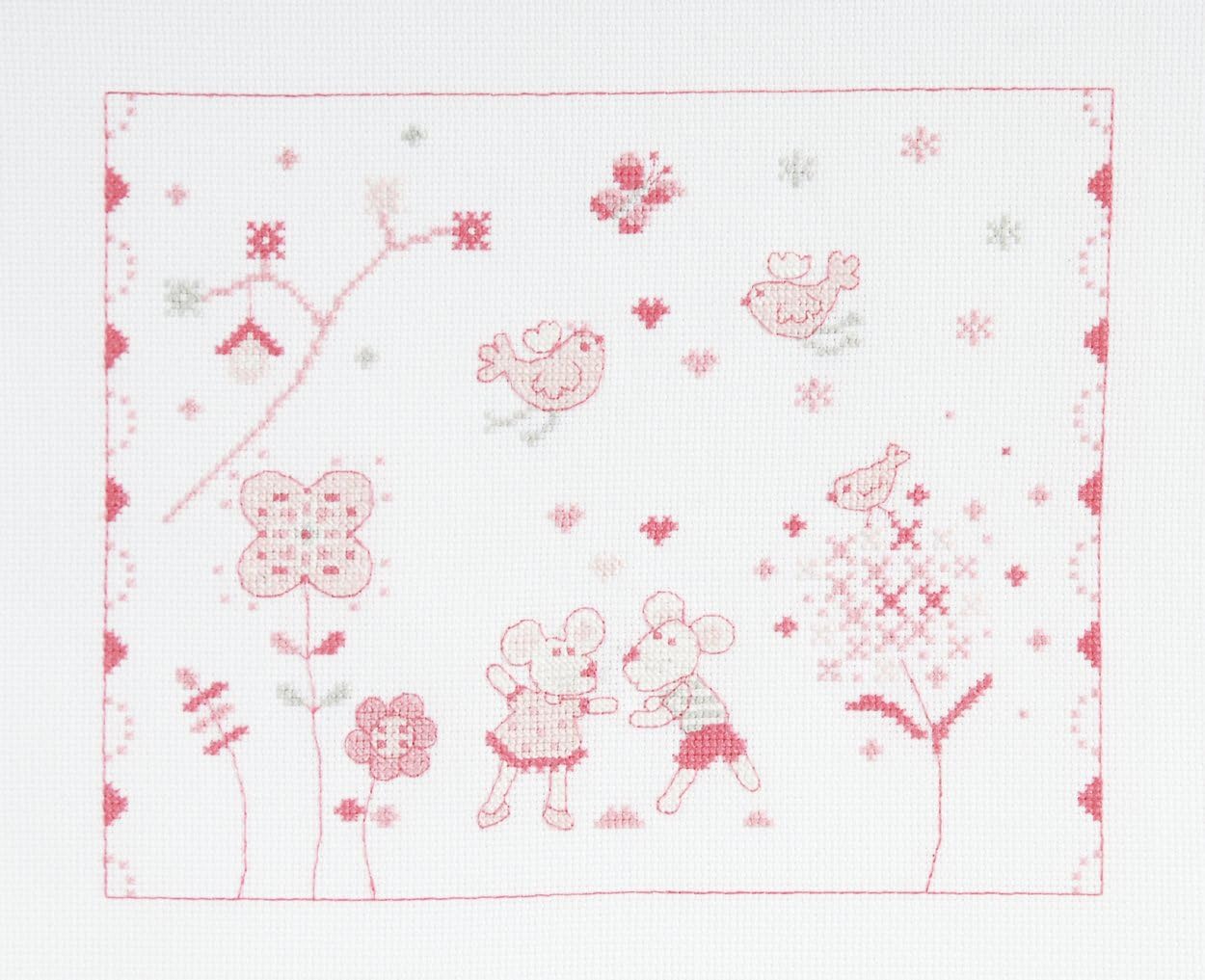 DMC embroidery kit [Mice and birds sampler - Pink] (japan import)