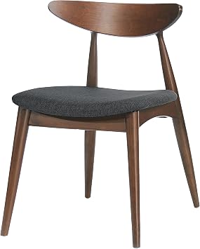 Christopher Knight Home Barron Fabric with Walnut Finish Dining Chairs, 2-Pcs Set, Light Grey / Walnut