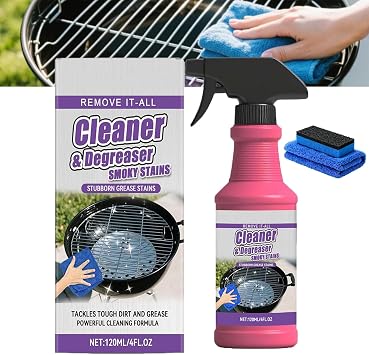 Fast-Acting Grill Cleaner Spray, Heavy Duty BBQ Degreaser for Burnt Food & Stubborn Grease, Powerful No-Scrub Oven & Kitchen Cleaner for Grills, Stovetops & Pans 1pcs