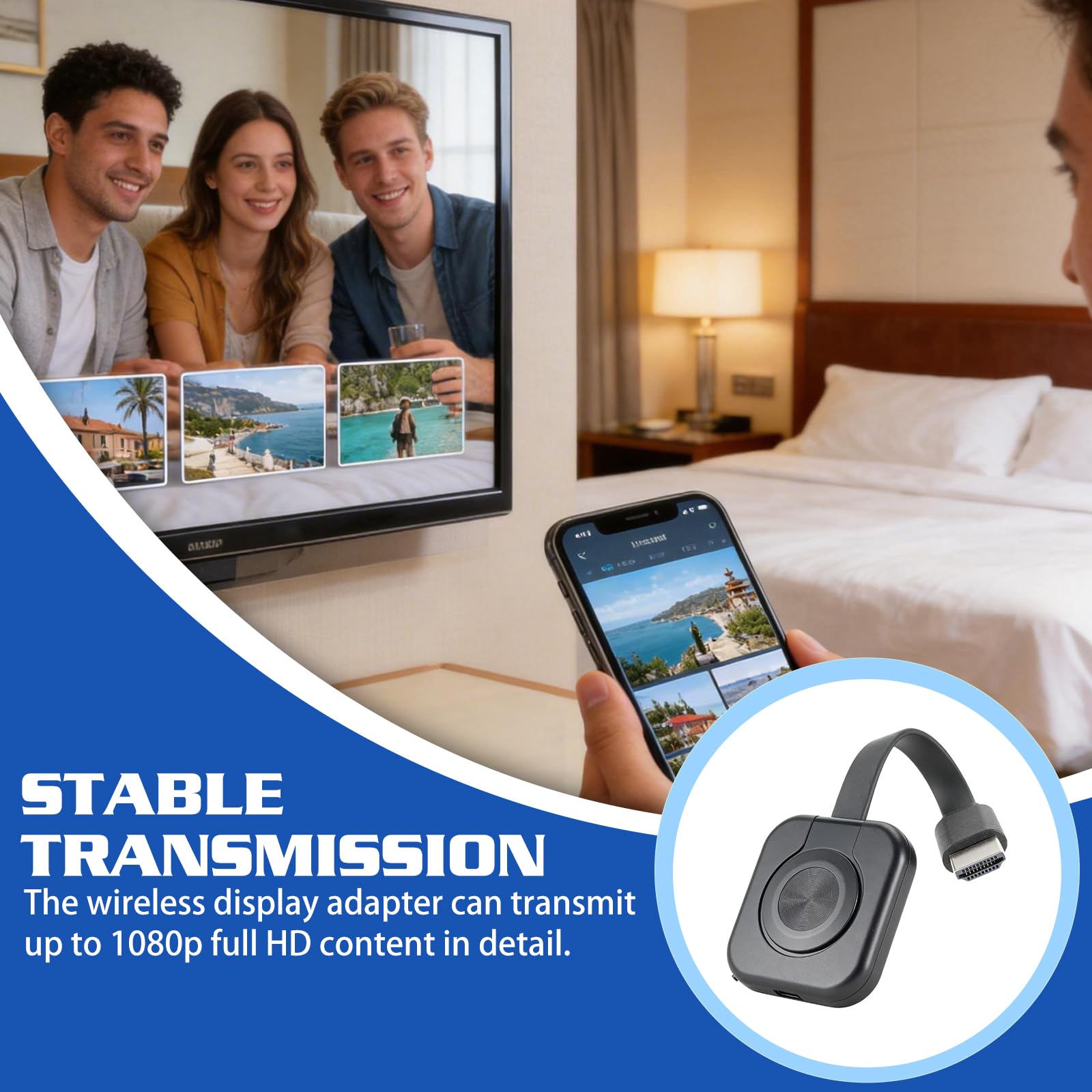 Adattatore Wireless HDMI 4K HD, Display Adattatore con Screen Mirror per Miracast/DLNA/AirPlay, HDMI Dongle compatibile con Android, OS, Windows, TV, proiettore, laptop, smartphone, tablet monitor