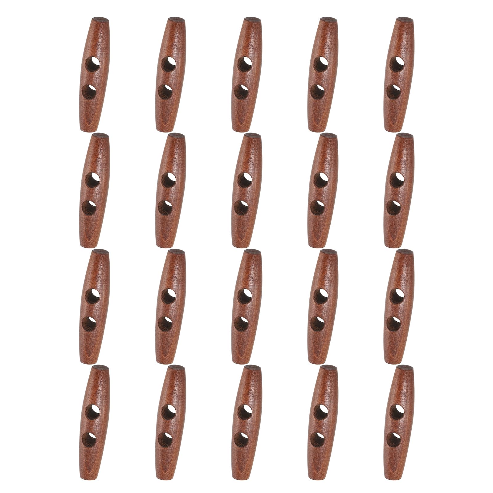 sourcing map 50 Pcs Wood Sewing Toggle Buttons, 60mm/2.36" 2 Holes Olive Shape Wood Sewing Horn Toggle Buttons for DIY Coat Clothing Accessories Clothes Decorative, Mahogany Color