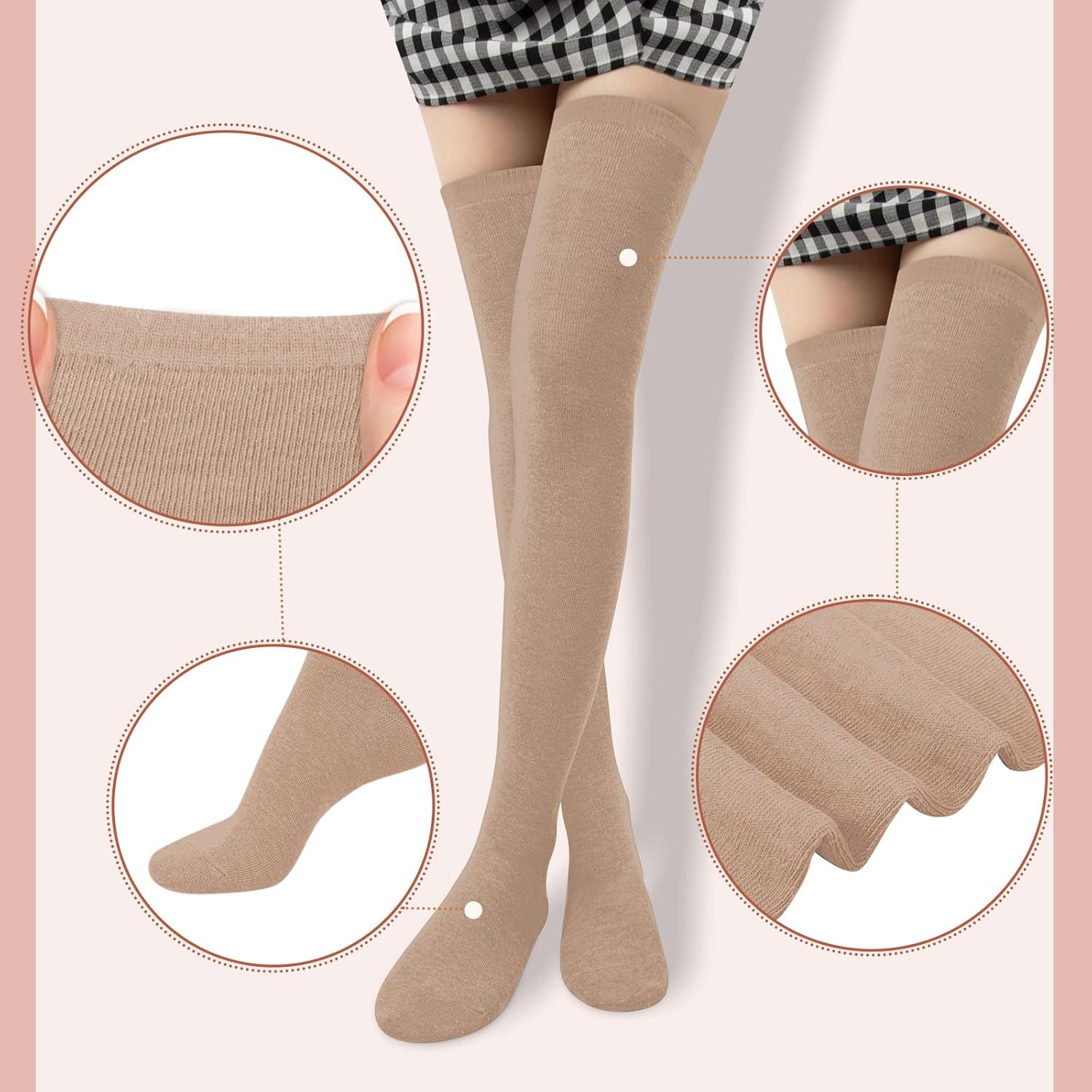 Chalier Womens Thigh High Socks Causal Stockings for Women Soft Thigh Socks - Image 5