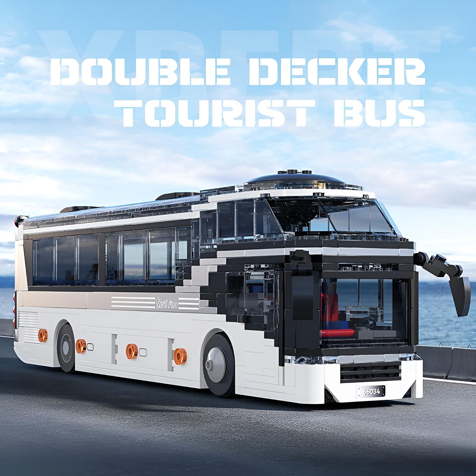 Stadt Modernes Doppeldecker Touristenbus Bausteine Bausatz | öffentlicher Sightseeing Bus Modell Spielzeug, Dekoration für das Homeoffice, Geschenk für Erwachsene Jugendliche, 811 Teile