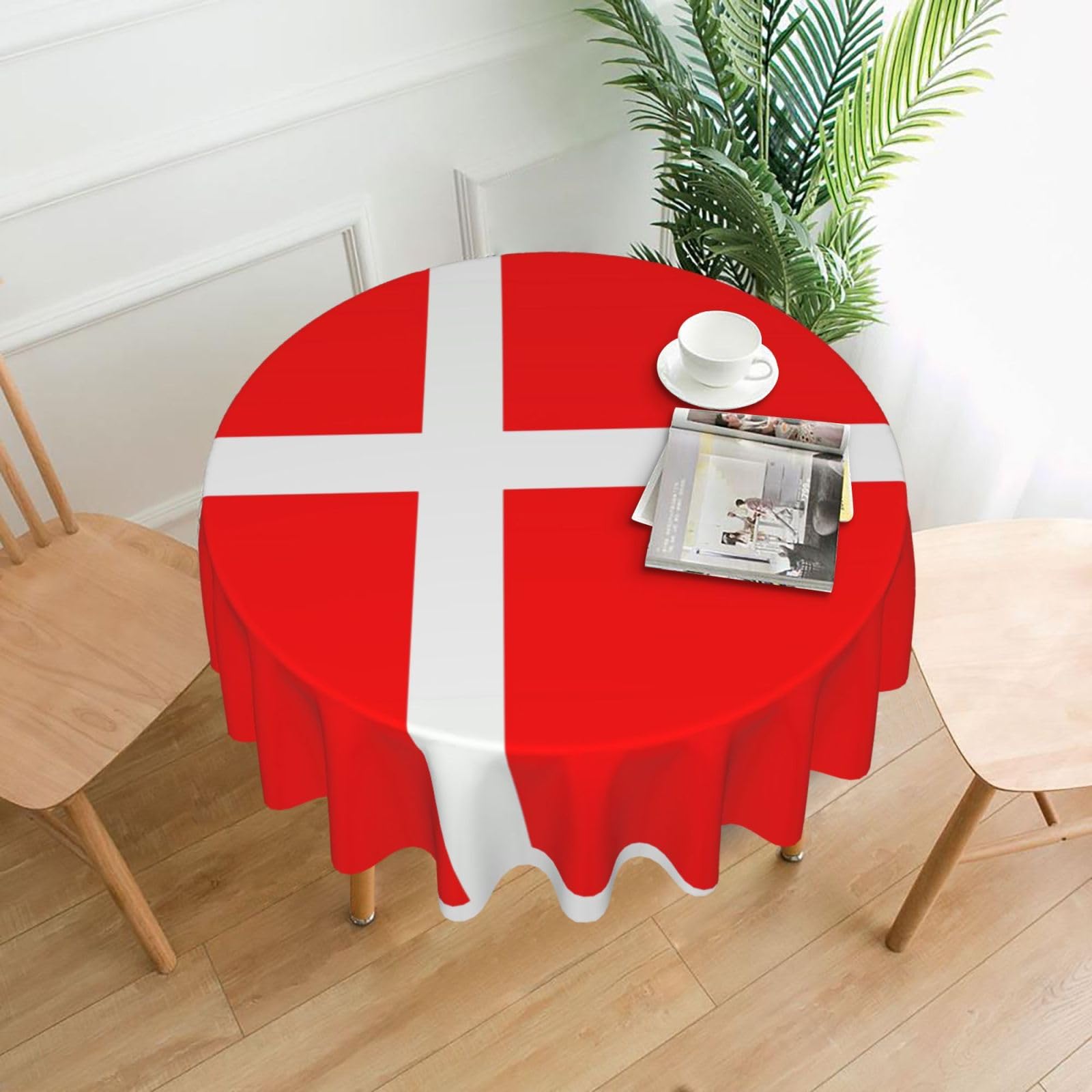 YYHWHJDE Denmark Danish Flag Prints Round Decorative Tablecloth 60in – Elevate Your Dining Space with this Elegant Throw for Everyday Charm & Special Occasions