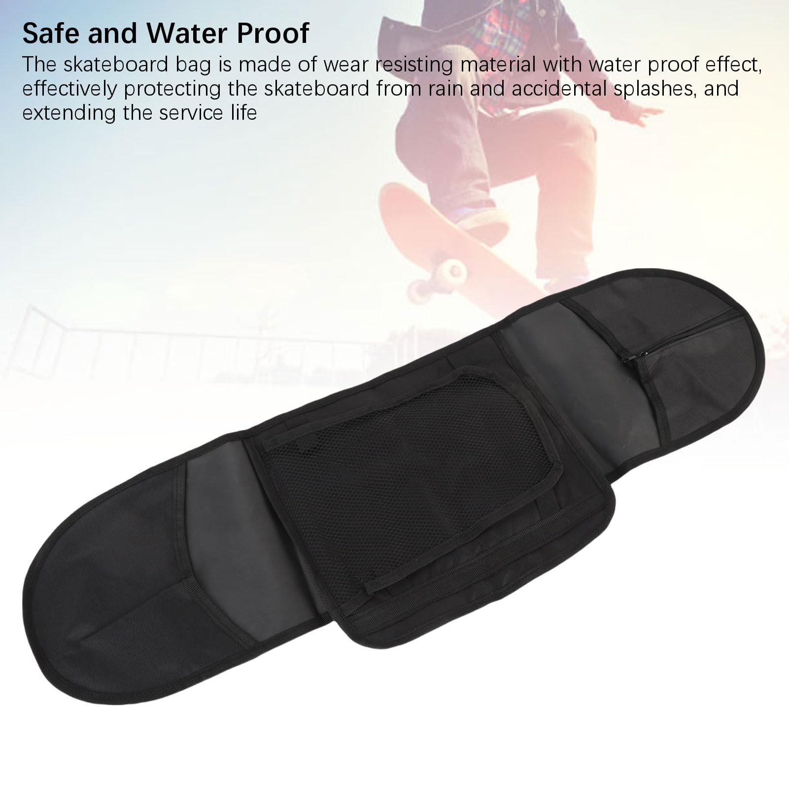 BuyWeek Sac à Dos de Skateboard, 5 Pièces Sac de Longboard Portable à Bandoulière Unique pour 80 x 20 cm Skateboard Double Kick