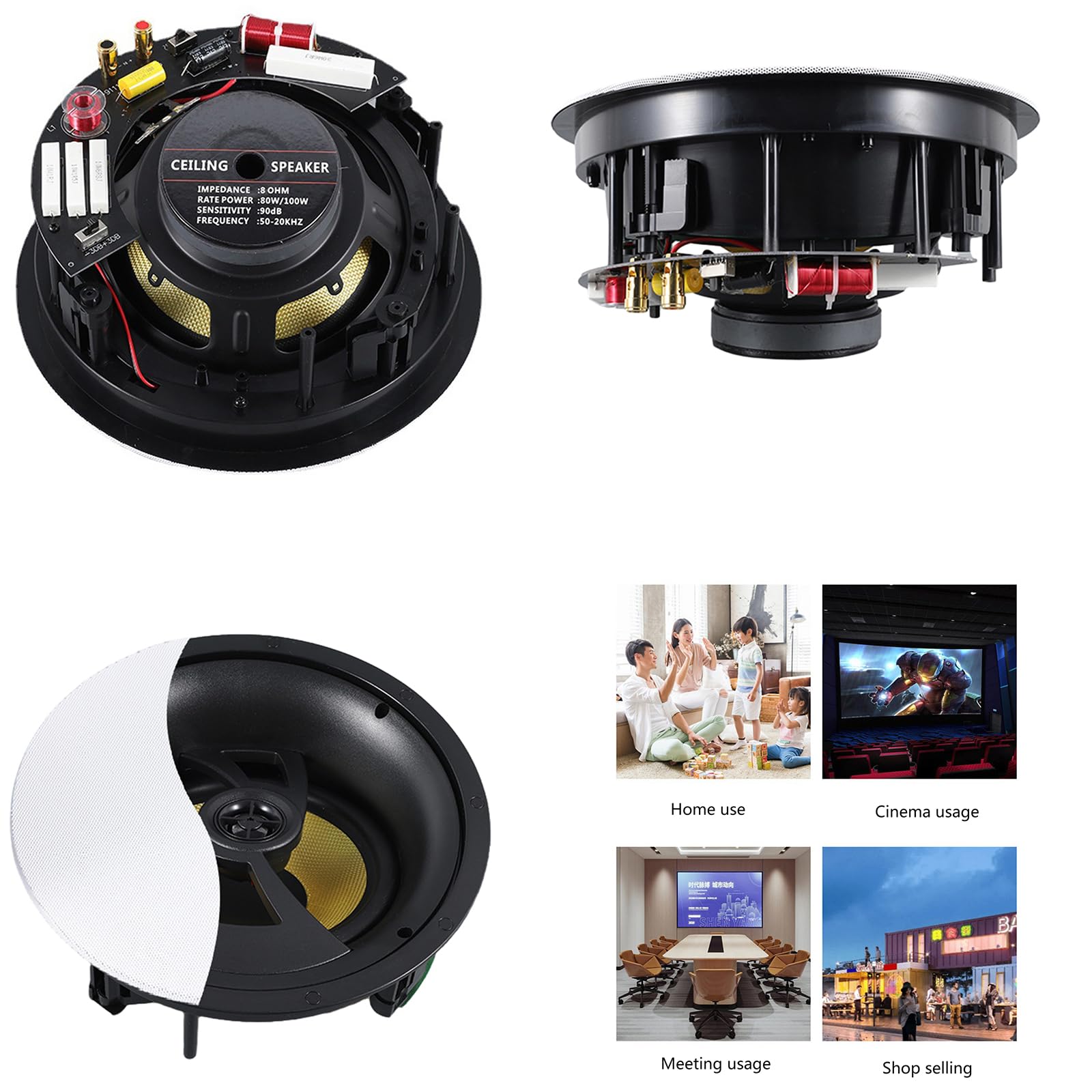 Universal Diaphragm Speakers Car Speaker Universal Quick Replacement Component Speaker Vehicle Door/Side Panel Mount Suitable for Home