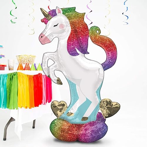 Miniatura 2 de Anagram 4242711 Globo de fiesta de Mylar de unicornio Airloonz, 55 pulgadas, multicolor, paquete de 1