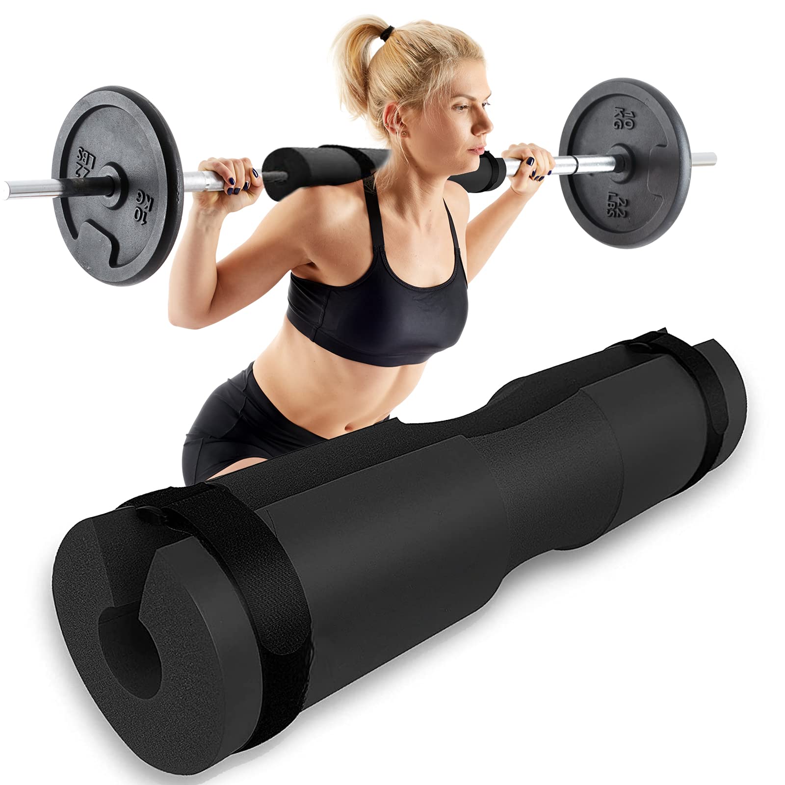 GXF Barbell Pad, 17 * 3.5 in Foam Sponge Squat Bar Cushion Pad Hip Thrust Pad Neck Shoulder Protective Pad for Squats, Lunges, Hip Thrusts, Weight Lifting, fit Standard and Olympic Bars.