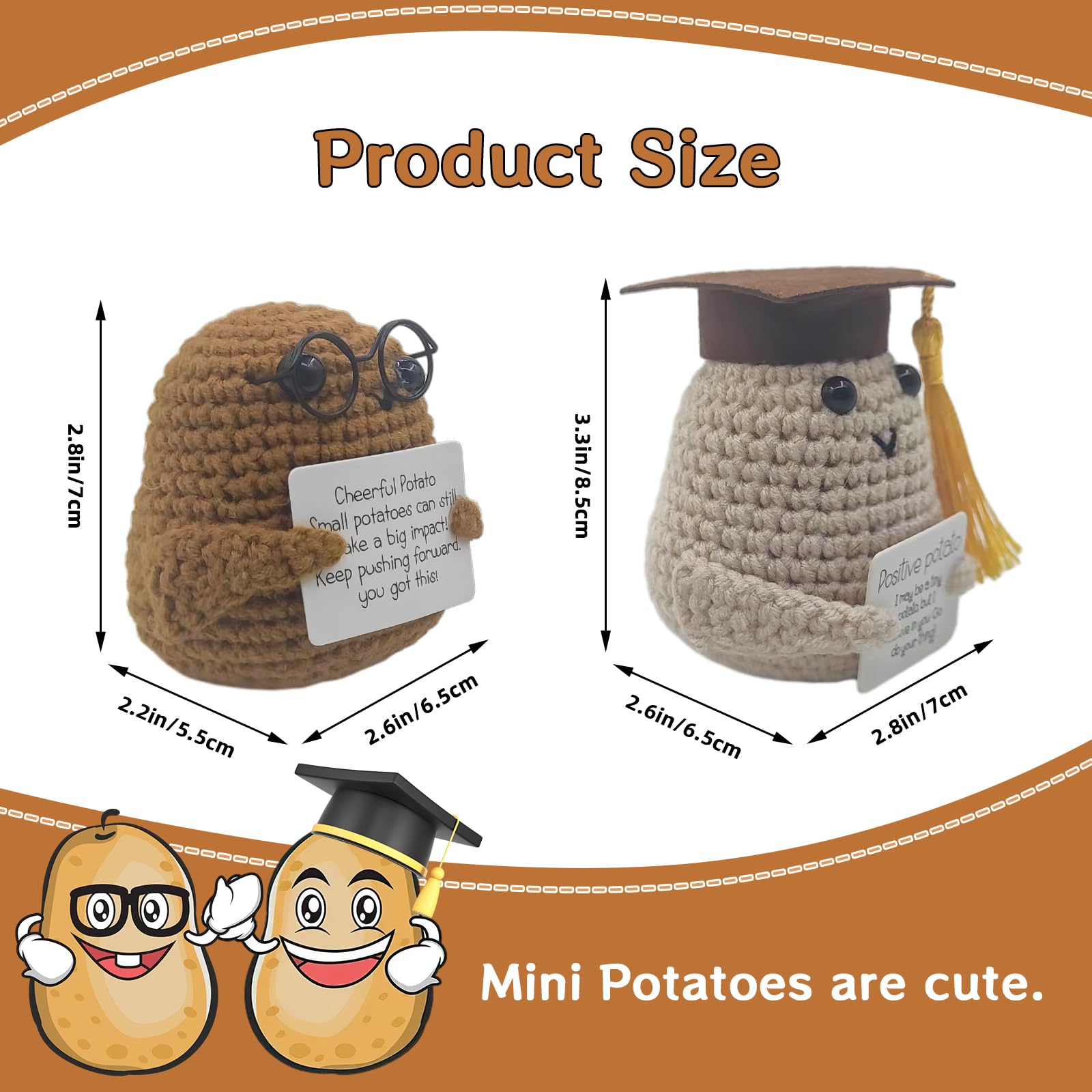 Bambola Di Patata Peluche Positive Potato | Con Biglietto Ispirazionale | Regalo Emotivo E Divertente