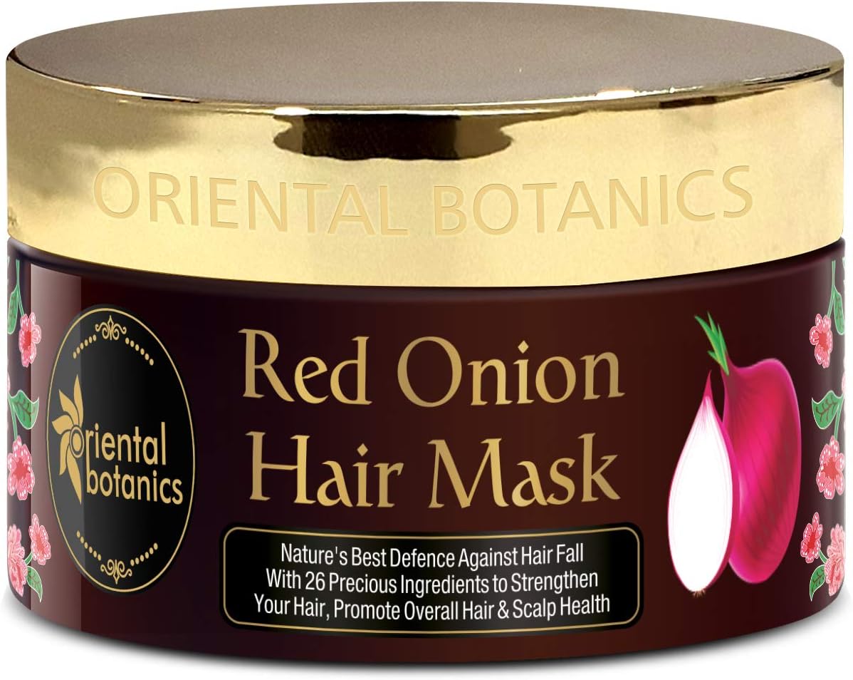 Oriental Botanics Red Onion Hair Mask, 200 ml with Red Onion Oil for Strong, Conditioned & Healthy Hair | No Parabens & Sulphates | Cruelty Free & Vegan