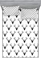 Vista 431 de Lunarable Grey Fitted Sheet & Pillow Sham Set, Pattern with Random Footprints Paw Traces Pet Legs Friendly Cats and Dogs, Decorative Printed 3 Piece